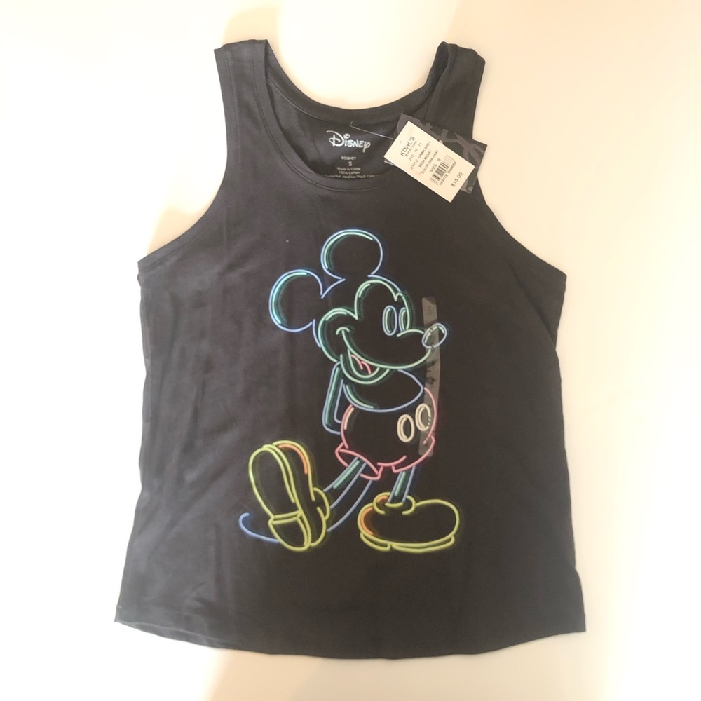 Disney Black Neon Mickey Tank Juniors S